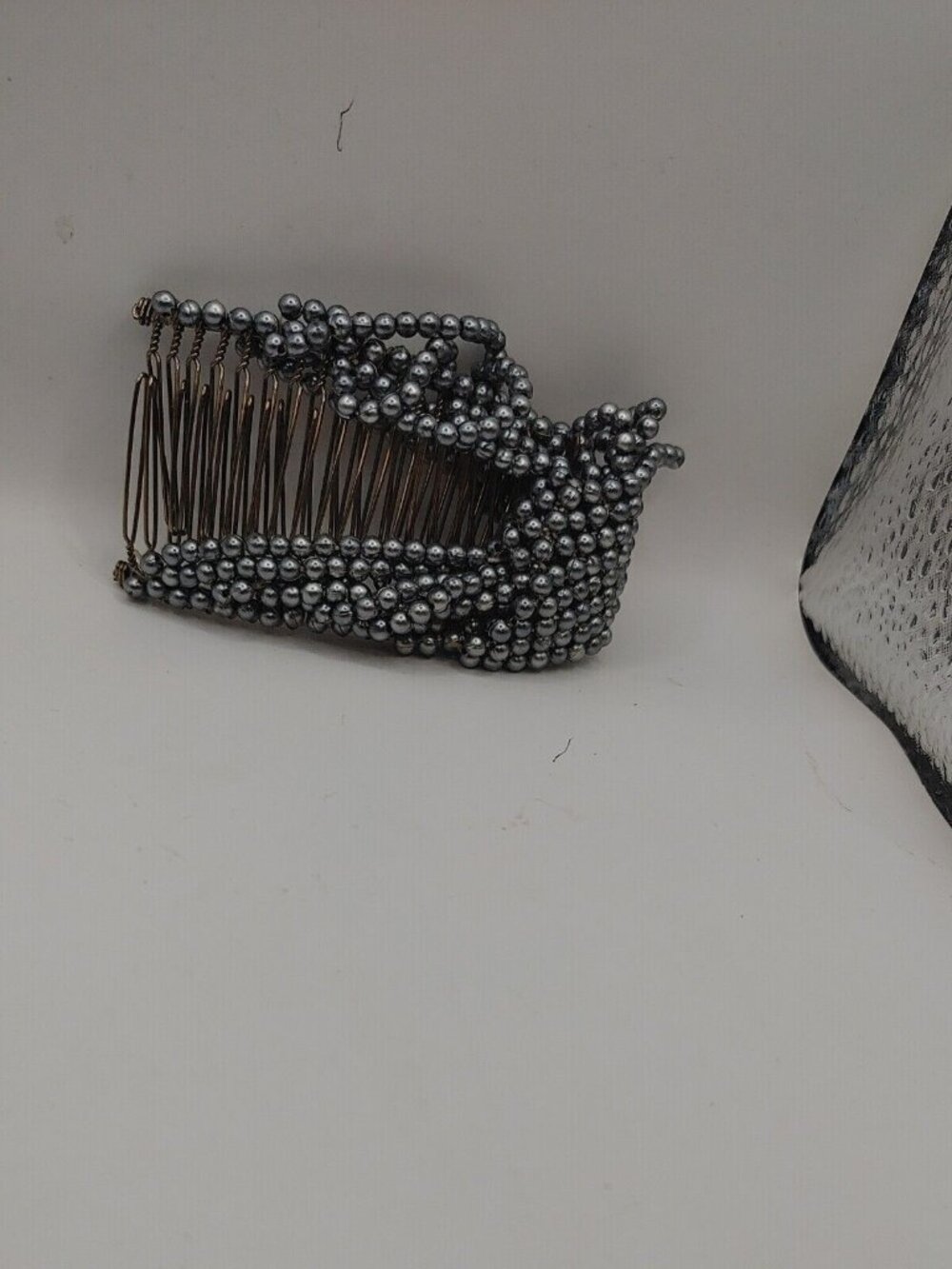 Metal Hair Combs No Slip Silver Faux Pearls